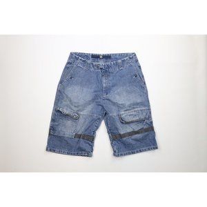 Vintage 90s Marithe Francois Girbaud Mens 40 Spell Out Baggy Strap Denim Shorts